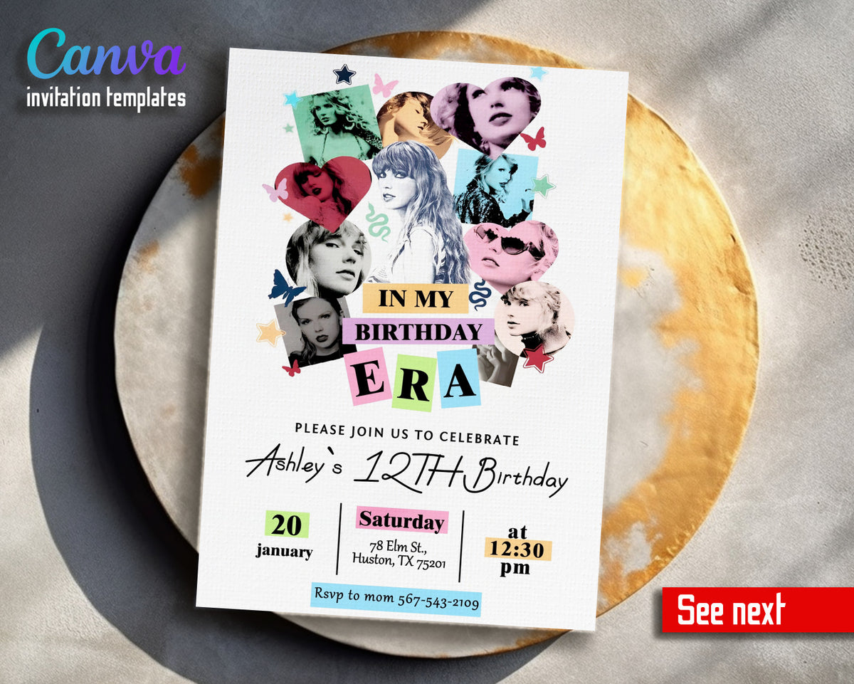 Taylor Swift Eras Tour customizable invitation template | Share or Print | girl | LY928
