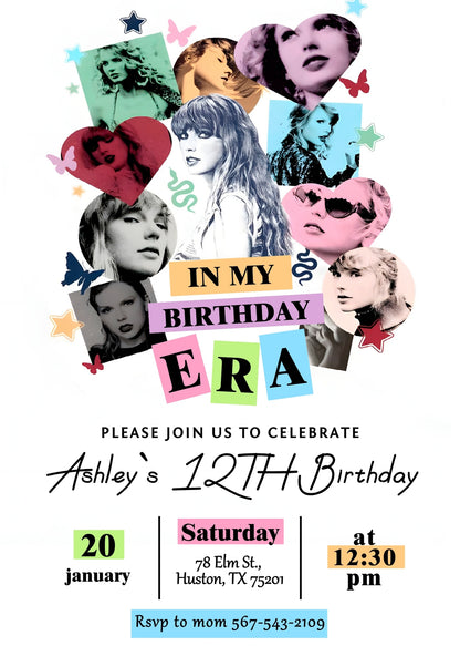 Taylor Swift Eras Tour customizable invitation template | Share or Print | girl | LY928