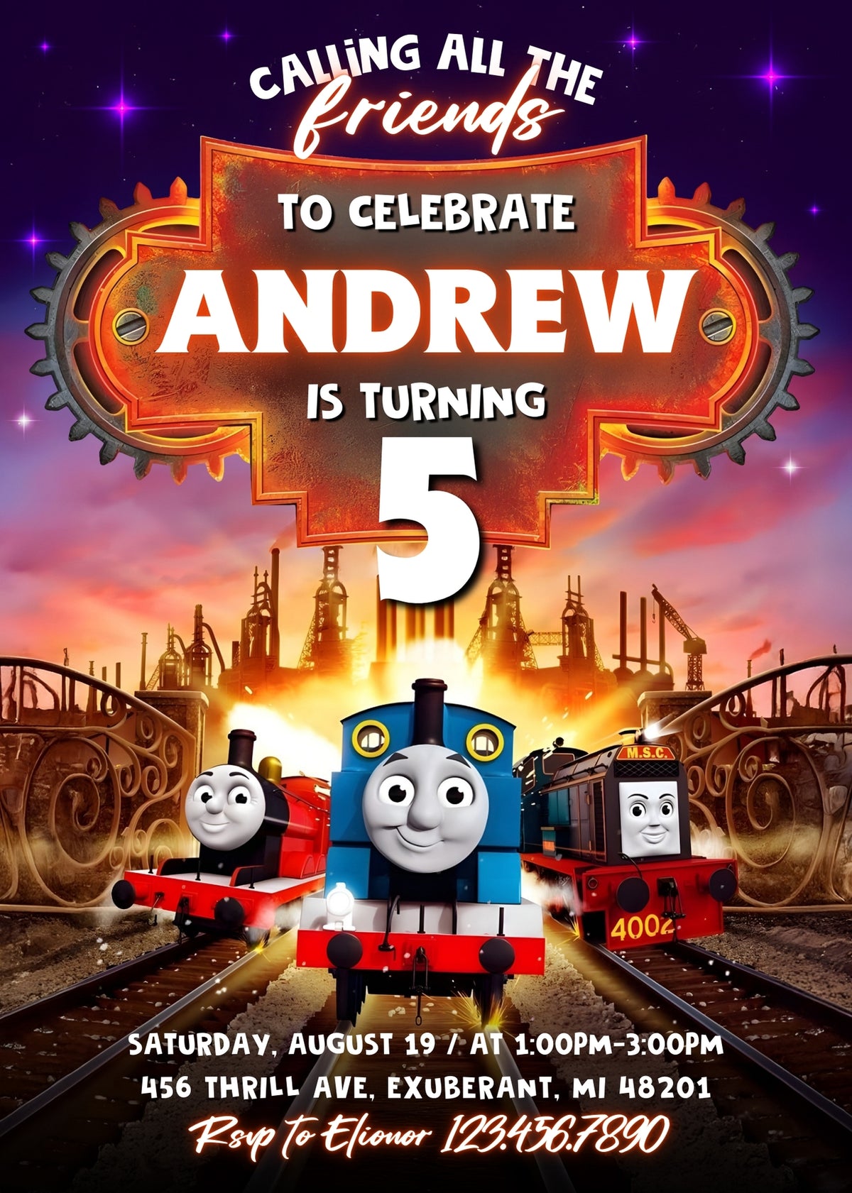 Thomas Train & Friends customizable invitation template | Share or Print | BM836