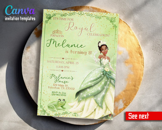 Tiana Frog Princess customizable invitation template | Share or Print | girl | VY867