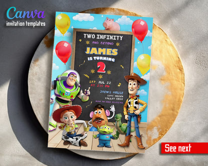 Toy Story Woody Buzz Lightyear customizable invitation template | Share or Print | KC057