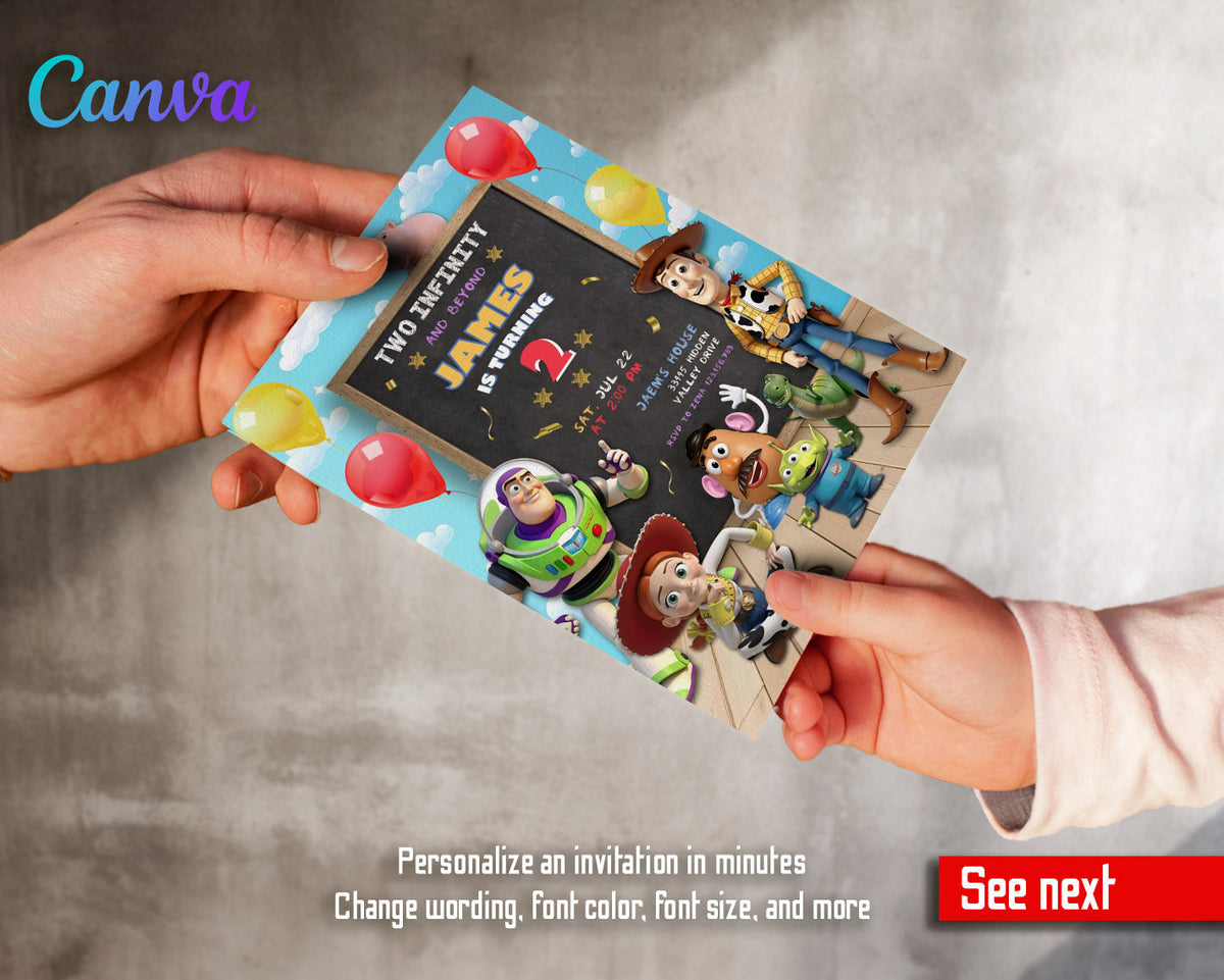 Toy Story Woody Buzz Lightyear customizable invitation template | Share or Print | KC057