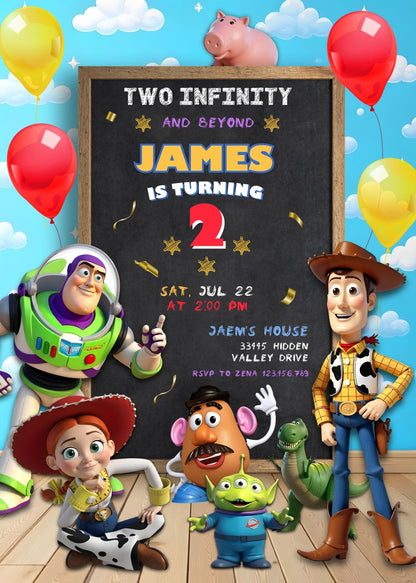 Toy Story Woody Buzz Lightyear customizable invitation template | Share or Print | KC057