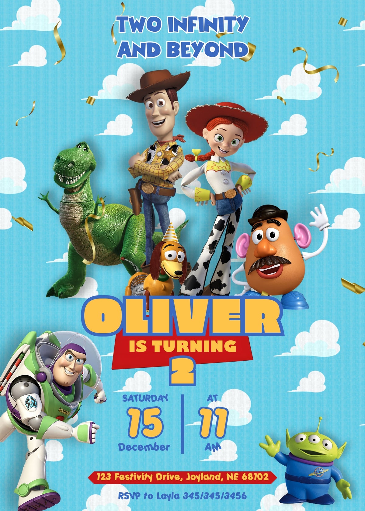 Toy Story Woody Buzz Lightyear customizable invitation template | Share or Print | EG260