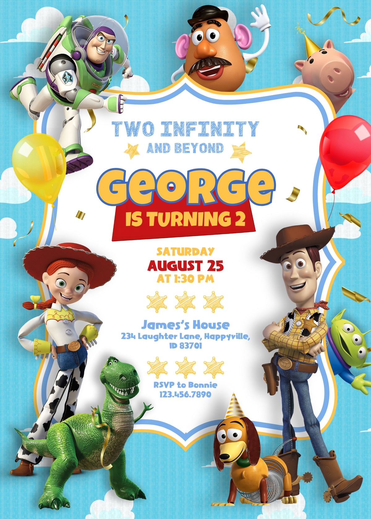 Toy Story Woody Buzz Lightyear customizable invitation template | Share or Print | SP672
