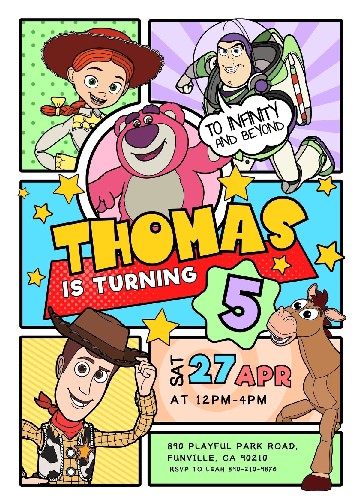 Toy Story Woody Buzz Lightyear customizable invitation template | Share or Print | RO440