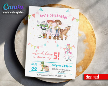 Toy Story Woody Buzz Lightyear customizable invitation template | Share or Print | EG886