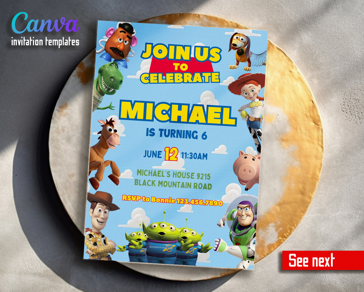 Toy Story Woody Buzz Lightyear customizable invitation template | Share or Print | QA384