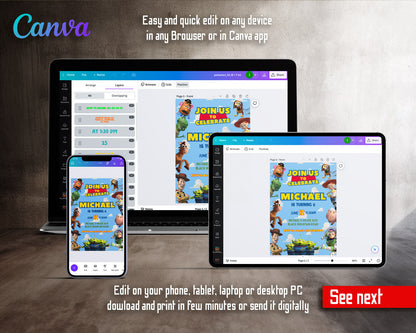 Toy Story Woody Buzz Lightyear customizable invitation template | Share or Print | QA384