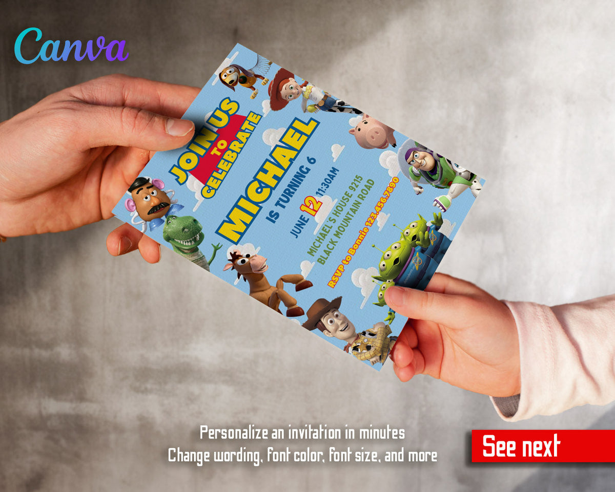 Toy Story Woody Buzz Lightyear customizable invitation template | Share or Print | QA384