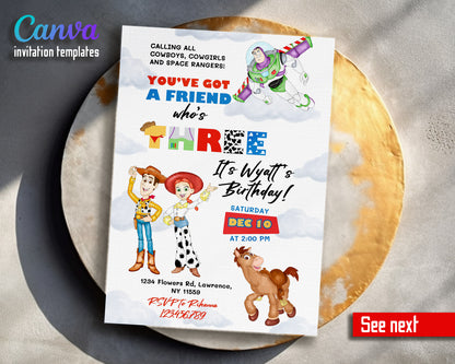 Toy Story Woody Buzz Lightyear customizable invitation template | Share or Print | QV260