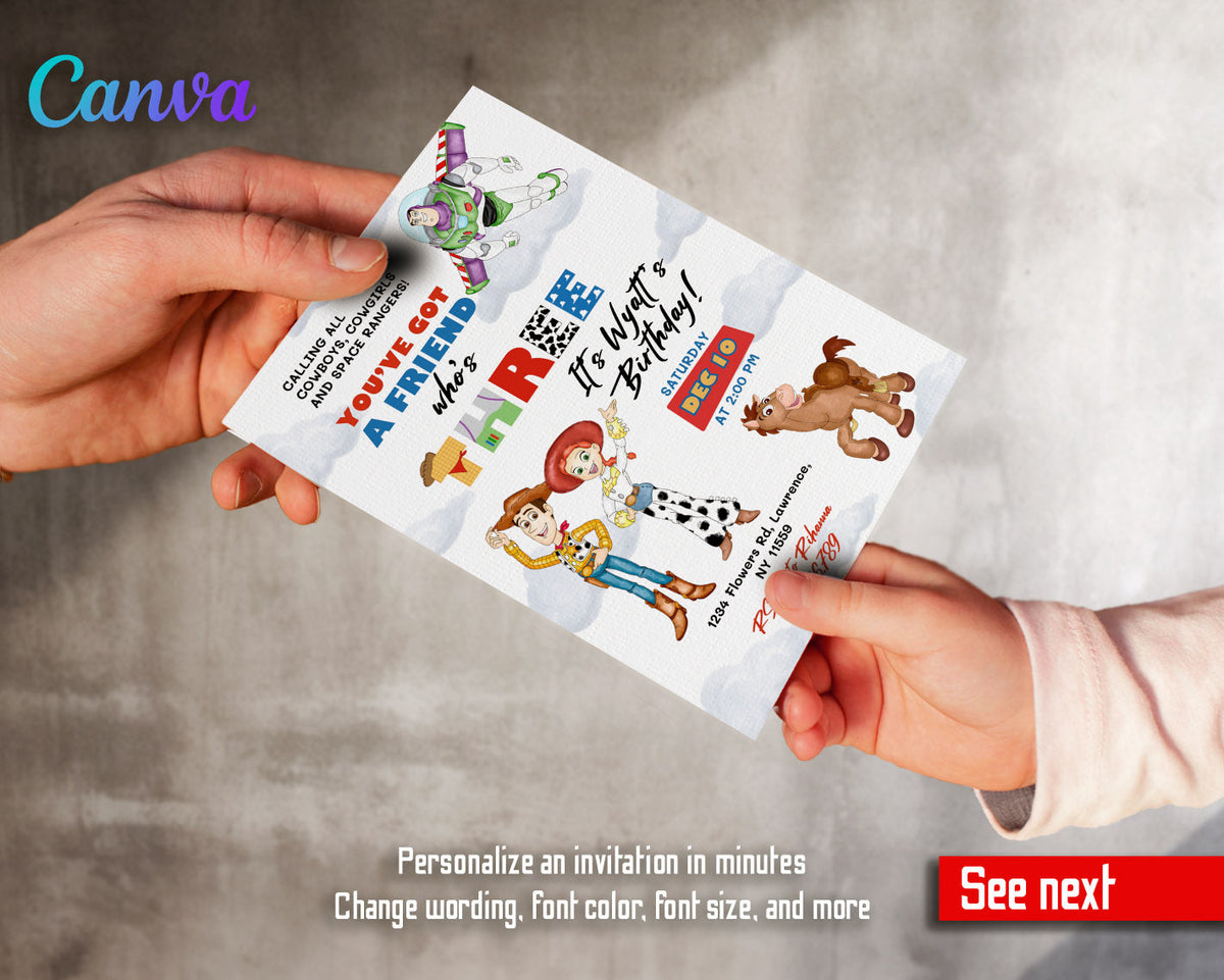 Toy Story Woody Buzz Lightyear customizable invitation template | Share or Print | QV260