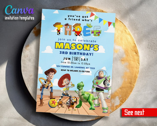 Toy Story Woody Buzz Lightyear customizable invitation template | Share or Print | VT544