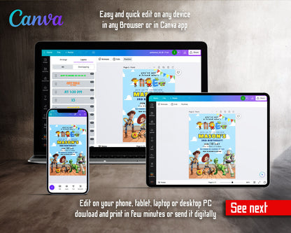 Toy Story Woody Buzz Lightyear customizable invitation template | Share or Print | VT544