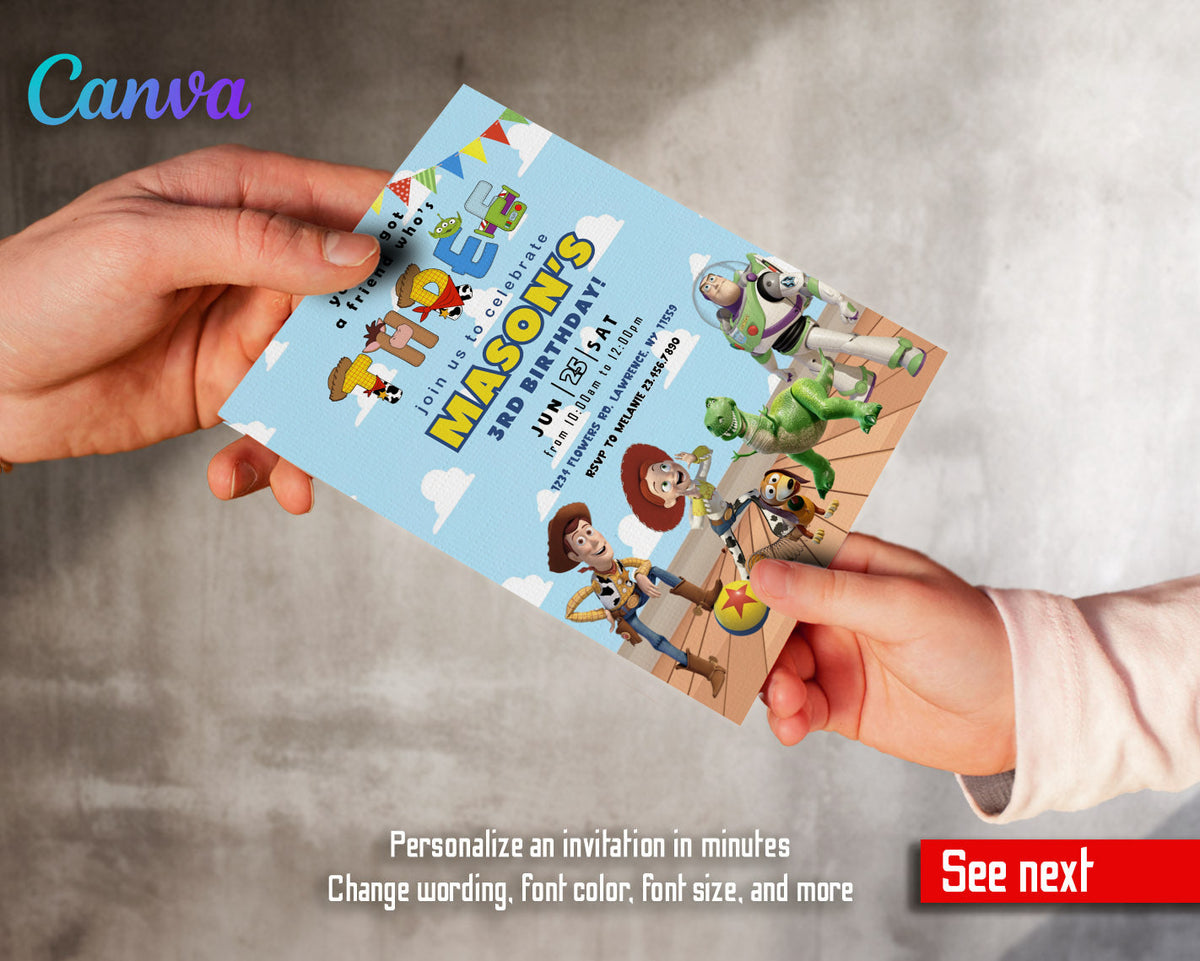 Toy Story Woody Buzz Lightyear customizable invitation template | Share or Print | VT544