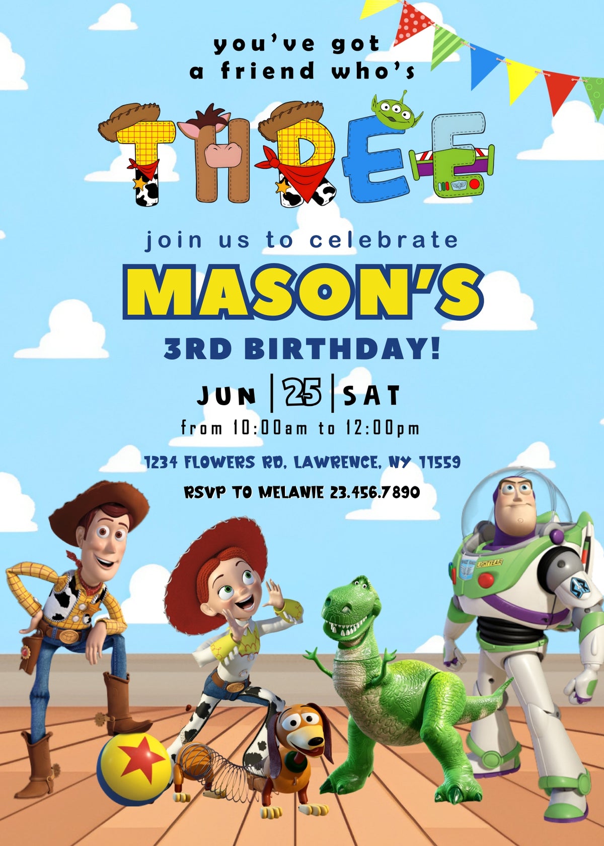 Toy Story Woody Buzz Lightyear customizable invitation template | Share or Print | VT544