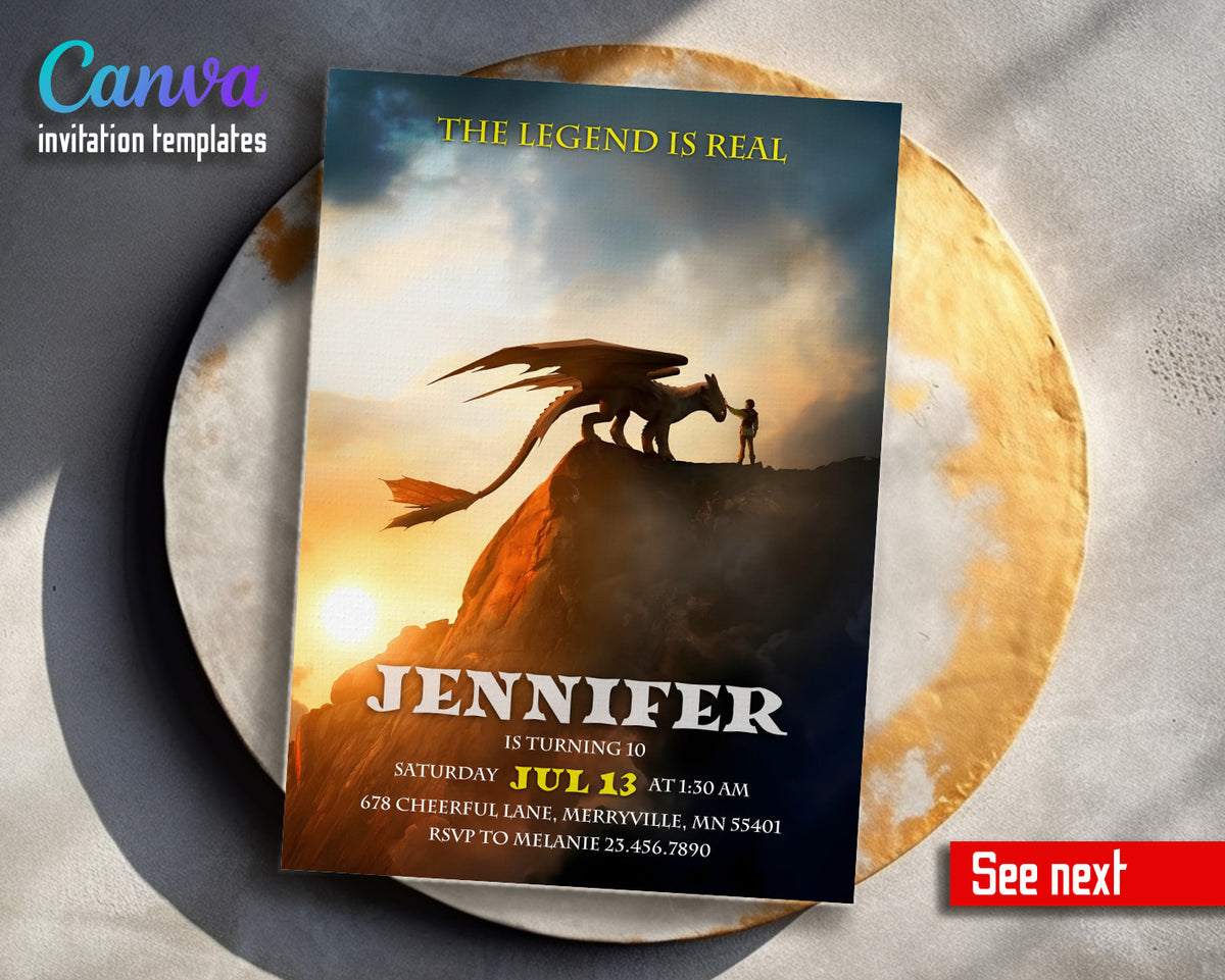 How to Train Your Dragon Night fury Toothless customizable invitation template | Share or Print | UT688