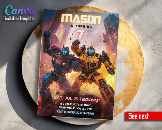 Transformers Rescue Bots customizable invitation template | Share or Print | boy | XS479