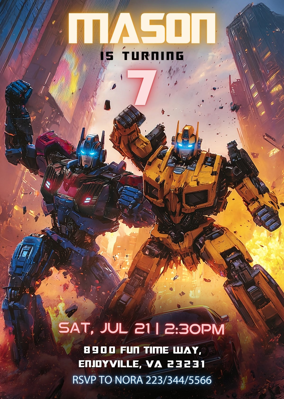 Transformers Rescue Bots customizable invitation template | Share or Print | boy | XS479