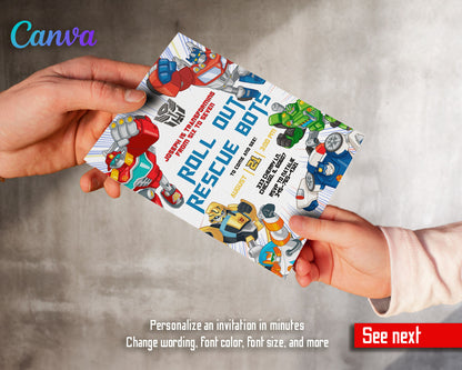 Transformers Rescue Bots customizable invitation template | Share or Print | boy | DS632