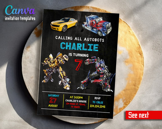 Transformers Rescue Bots customizable invitation template | Share or Print | boy | EY378