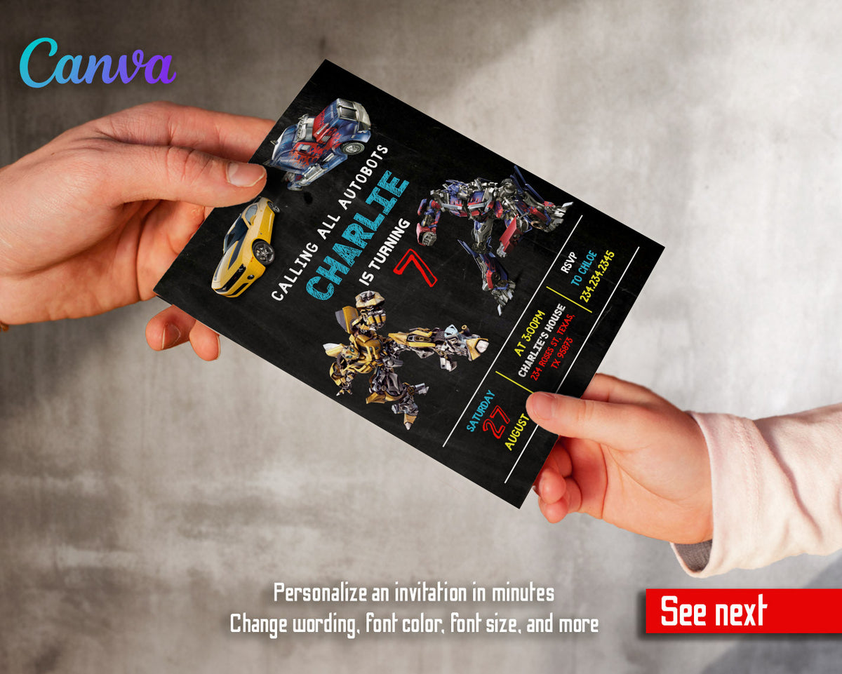 Transformers Rescue Bots customizable invitation template | Share or Print | boy | EY378