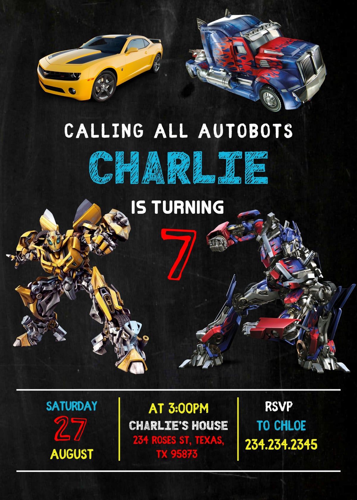 Transformers Rescue Bots customizable invitation template | Share or Print | boy | EY378