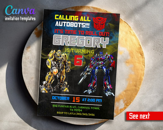 Transformers Rescue Bots customizable invitation template | Share or Print | boy | CH755