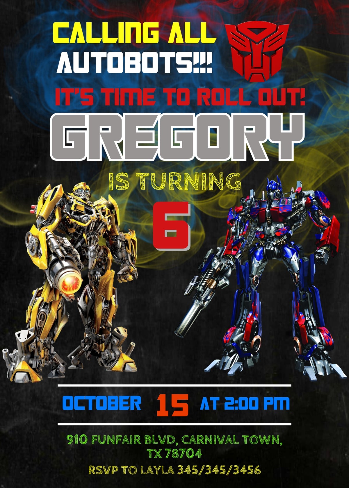 Transformers Rescue Bots customizable invitation template | Share or Print | boy | CH755
