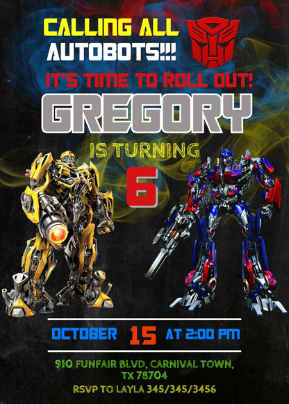 Transformers Rescue Bots customizable invitation template | Share or Print | boy | CH755