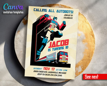 Transformers Rescue Bots customizable invitation template | Share or Print | boy | UB092
