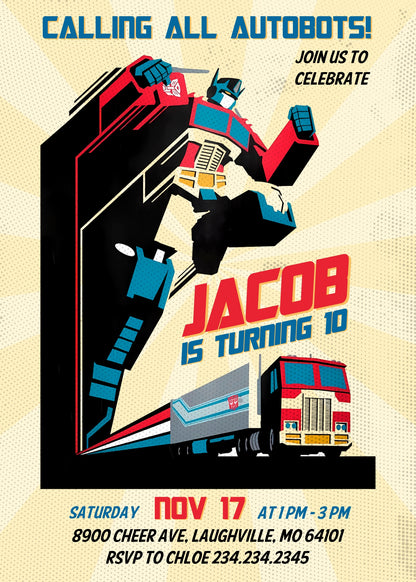 Transformers Rescue Bots customizable invitation template | Share or Print | boy | UB092