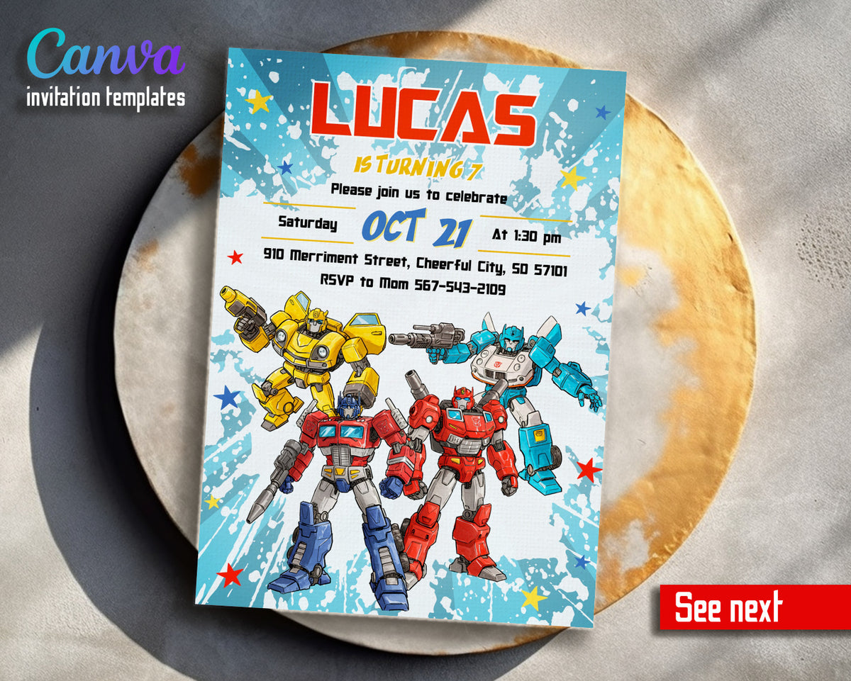 Transformers Rescue Bots customizable invitation template | Share or Print | boy | HF258