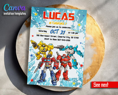 Transformers Rescue Bots customizable invitation template | Share or Print | boy | HF258