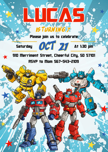 Transformers Rescue Bots customizable invitation template | Share or Print | boy | HF258