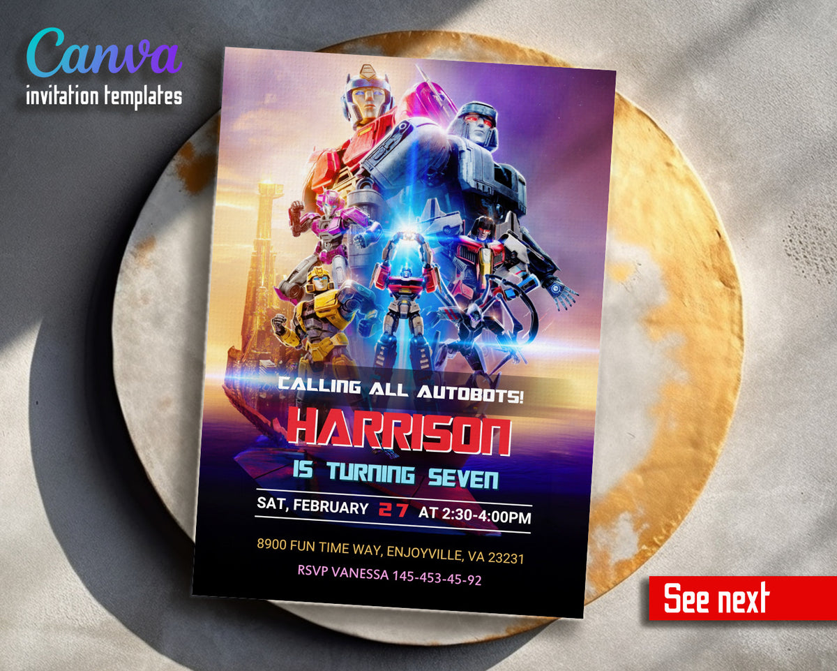 Transformers One Rescue Bots customizable invitation template | Share or Print | boy | NB970