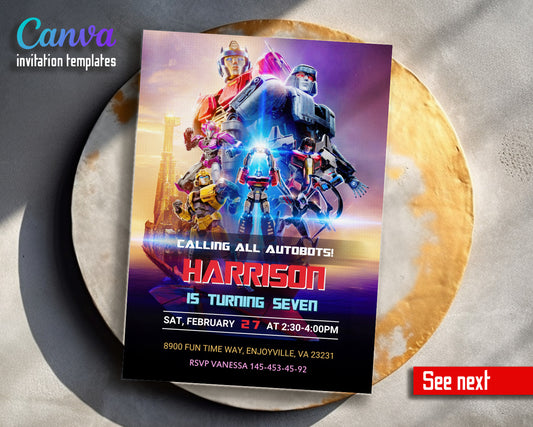 Transformers One Rescue Bots customizable invitation template | Share or Print | boy | NB970