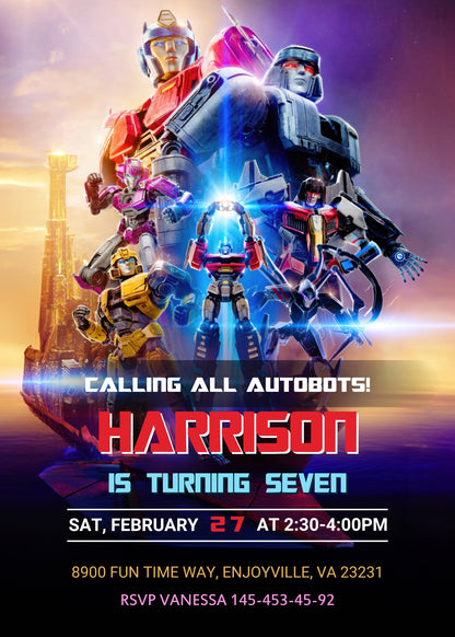 Transformers One Rescue Bots customizable invitation template | Share or Print | boy | NB970