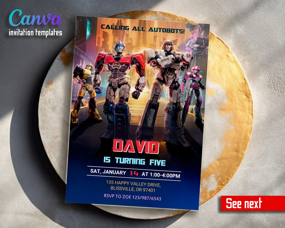 Transformers One Rescue Bots customizable invitation template | Share or Print | boy | MZ860