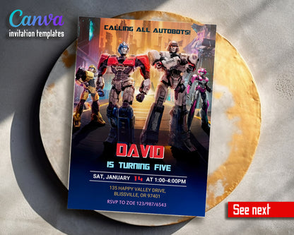 Transformers One Rescue Bots customizable invitation template | Share or Print | boy | MZ860