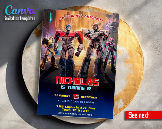 Transformers One Rescue Bots customizable invitation template | Share or Print | boy | JJ999