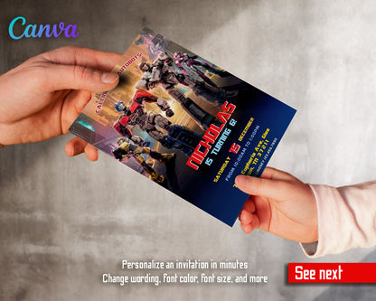 Transformers One Rescue Bots customizable invitation template | Share or Print | boy | JJ999