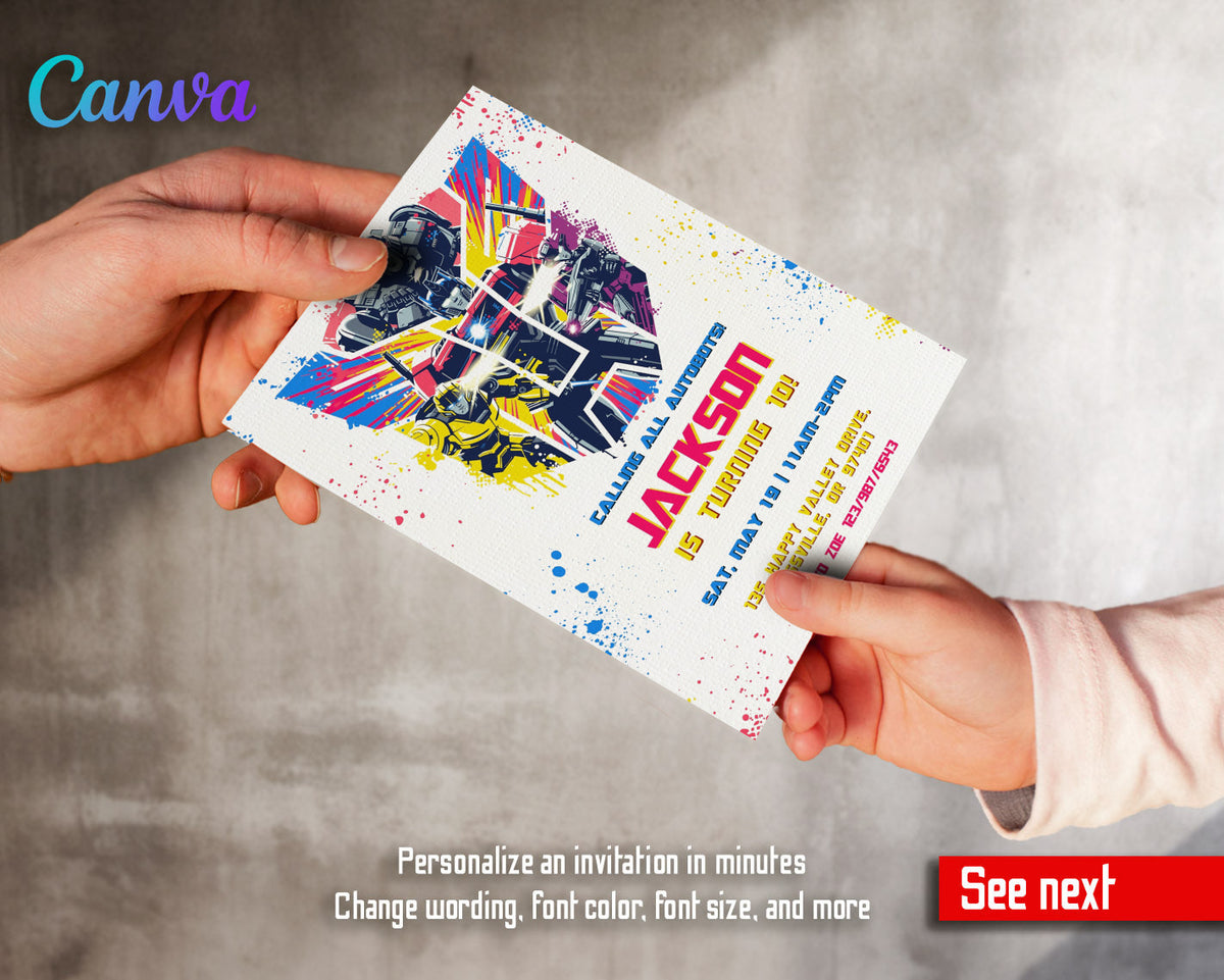 Transformers One Rescue Bots customizable invitation template | Share or Print | boy | VJ044