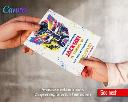 Transformers One Rescue Bots customizable invitation template | Share or Print | boy | VJ044