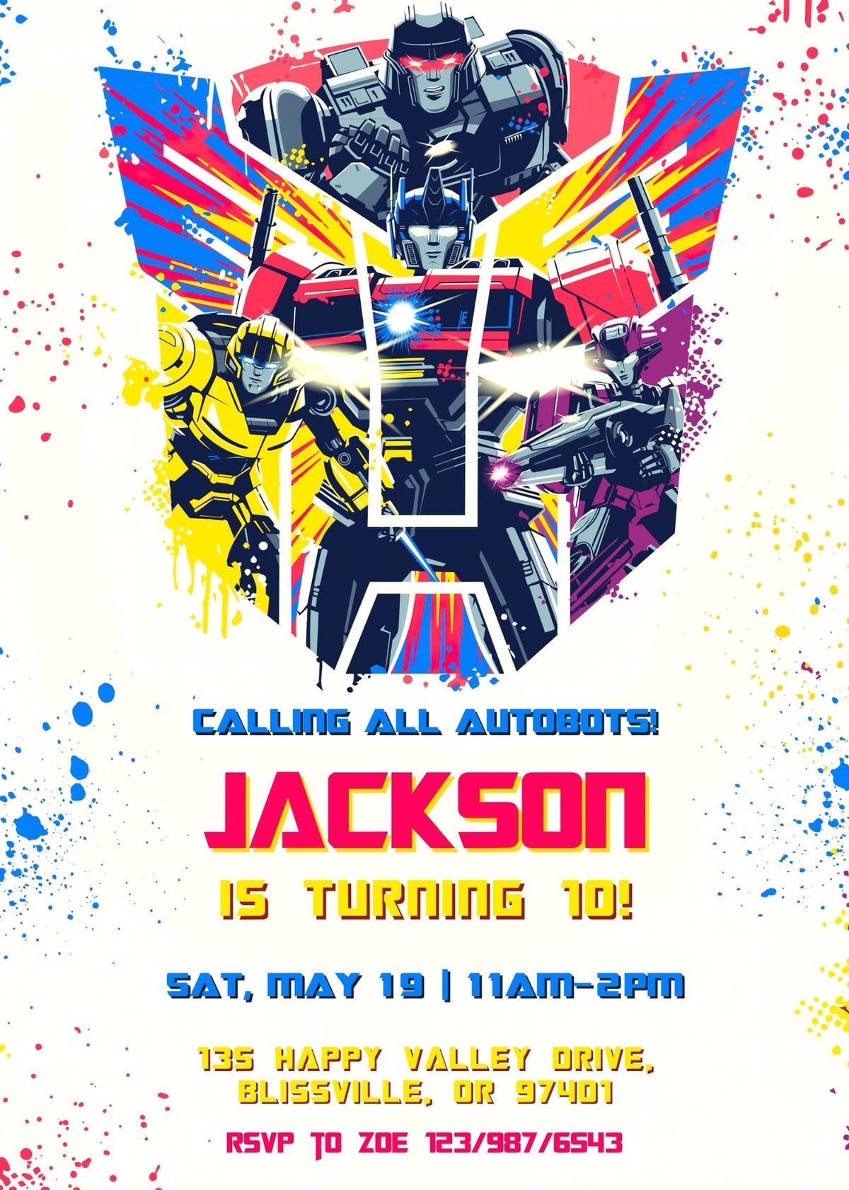 Transformers One Rescue Bots customizable invitation template | Share or Print | boy | VJ044