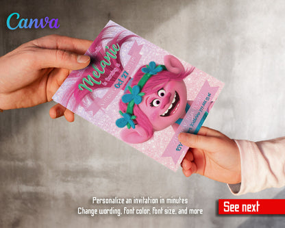 Trolls Poppy customizable invitation template | Share or Print | QX734