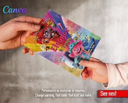 Trolls Poppy customizable invitation template | Share or Print | JO721