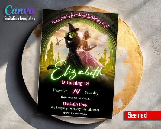 Wicked Musical Movie customizable invitation template | Share or Print | AB800