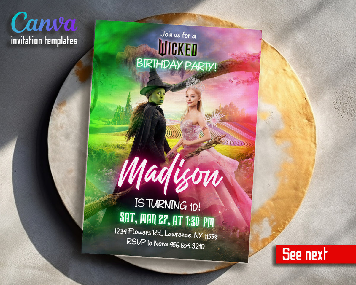 Wicked Musical Movie customizable invitation template | Share or Print | SI126