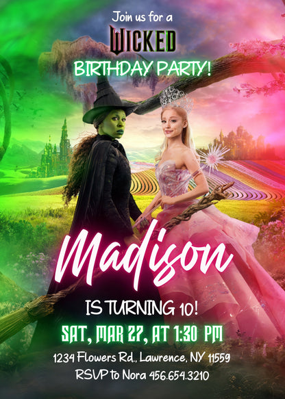 Wicked Musical Movie customizable invitation template | Share or Print | SI126